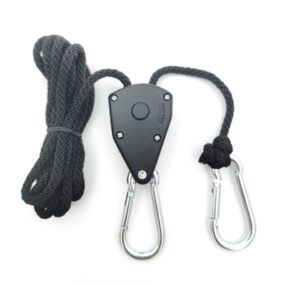 Chin Up Black Color 1/8 Inch Metal Gear Rope Hanger 68kg / 150lbs Grow Lights Rachet Hanger