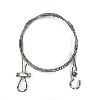 Custom Aircraft Cable Wire Rope Sling With Hooks And Cable Clamp Gripper For Hanging Fixture