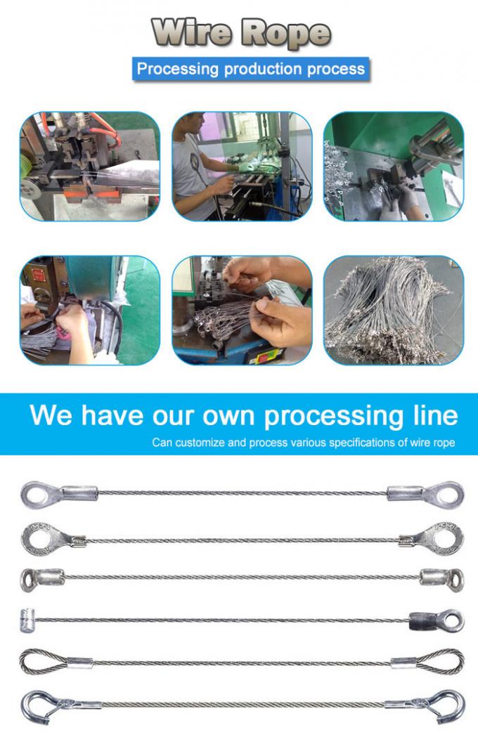 Silver 1.2mm Wire Rope Eye To Eye Galvanized Steel Lanyard Not For Lifting