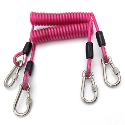 Professional Adjustable Retractable Safety Plastic Coated Spring Steel Coiled Tool Lanyard