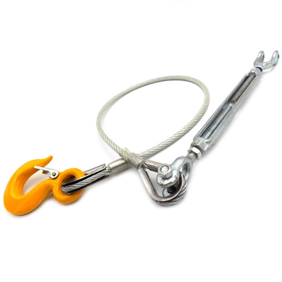 High Force Emergency Heavy Duty Steel Cable Towing Steel Rope Sling With Stainless Hook