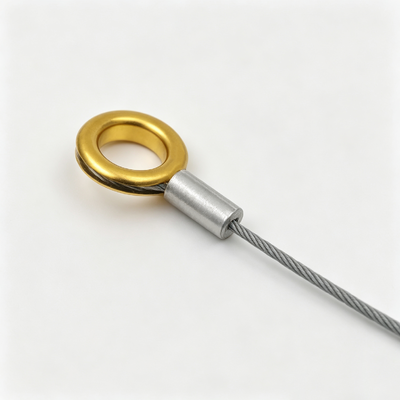 Custom Heavy Duty  Steel Wire Rope Assembly Golden Single Swaged Terminal Secure Cable for Industrial Safety Application