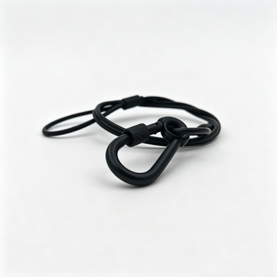 Black Medium Duty Stainless Steel Safety Cable Electroplated Carabiner Spring Hook for Stage Light Fixture Security Protection