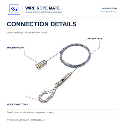 Hanging Kit with Kook Stainless steel Wire Rope brass Gripper Hanging Cable Kit