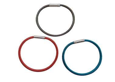 Rubber Coated Cable Loop Key Ring Assembly , Strong Flexible Steel Wire Key Ring