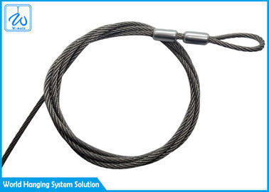 SGS Extension Spring Safety Cable 3mm Stainless Steel Wire Rope With Loop End