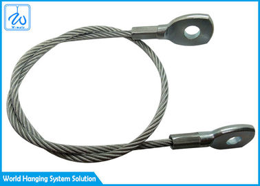 High Tensile Force Extension Spring Safety Cable 4mm Stainless Steel Wire Rope With Eye Terminal