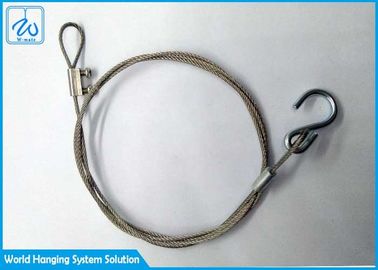 Sus304 Wire Rope Loop End And Hook Security Cable For Led Ceiling Down Lights