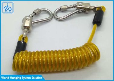 Anti Lost Coiled Wire Cable Tool Lanyard With Aluminum Screw Lock Carabiner