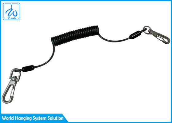 Coiled Spring Tool Safety Clip Lanyard With Carabin
