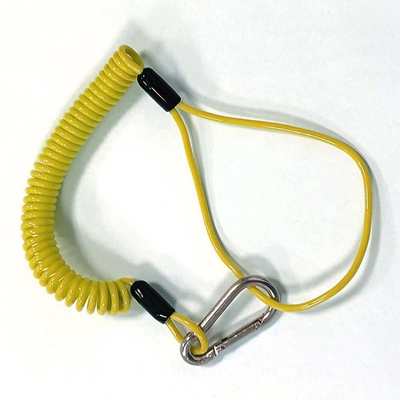 Custom Spring Plastic Coating Coiled Wire Safety Lanyard For Fall Protection