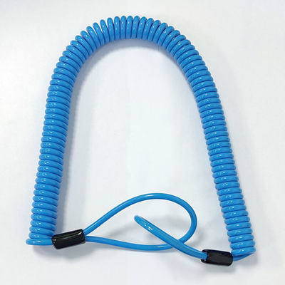 Elastic Cord Spiral Coiled Wire Cable Tool Lanyard With Plastic Sleeves