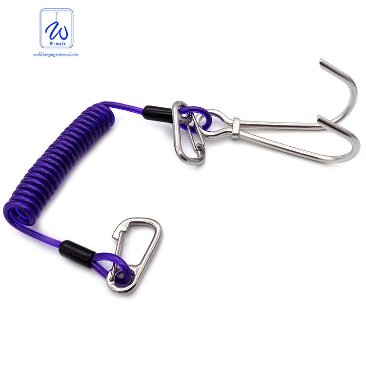 Safety Stainless Rope Diving Fishing Spring Coil Cable Retractable Tool Lanyard