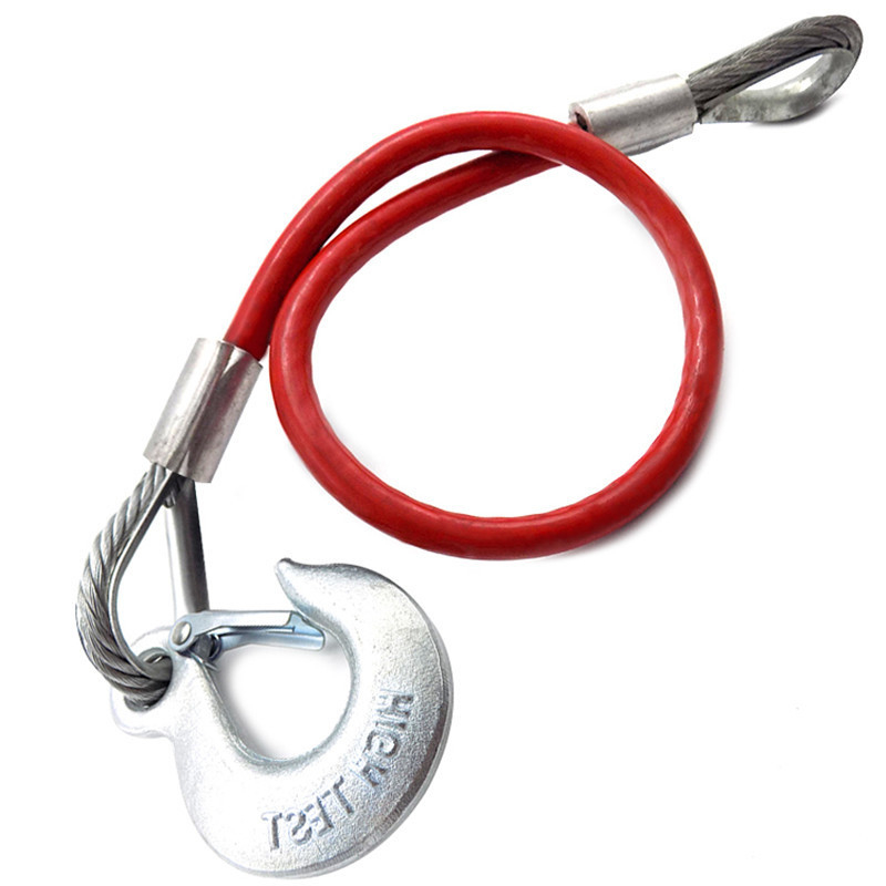 Red Safety Steel Wire Rope Sling With Stainless Steel Eye Hook For Trailer