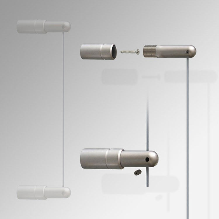 Aluminum Multi-Functional Wall-To-Wall Cable Display Wire Hanging System With Rails For Art Paintings And Frames