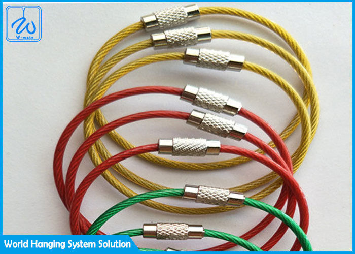Colored Wire Rope Loop High Temperature Resistance , Exhibition Listing Coated Metal Rope Loop