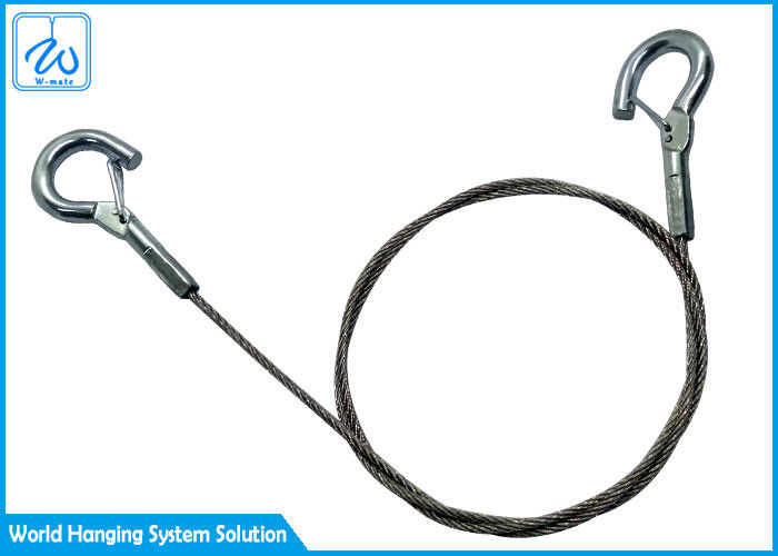 High Tensile Stainless Steel Wire Rope Sling 1/16 With Double Spring Hook