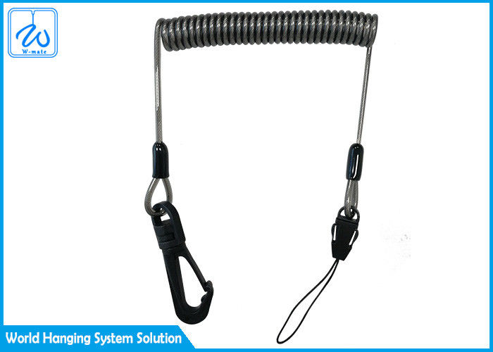 Fishing Coiled Lanyard Inside Safety Rope Steel Wire For Rod 1.5m