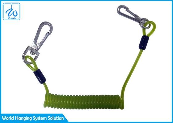 Custom Made Security Retractable Steel Cable Coil Lanyard With Plastic PU Elastic