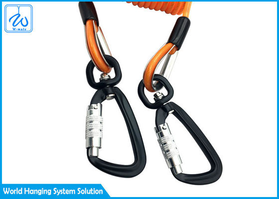 Tool Safety Lanyard 3m Coil Spring Lanyard With Carabiner Custom