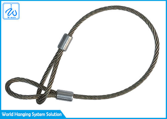 Stainless 316 3mm Wire Rope Loop Slings / Safety Cable For Led Par Light