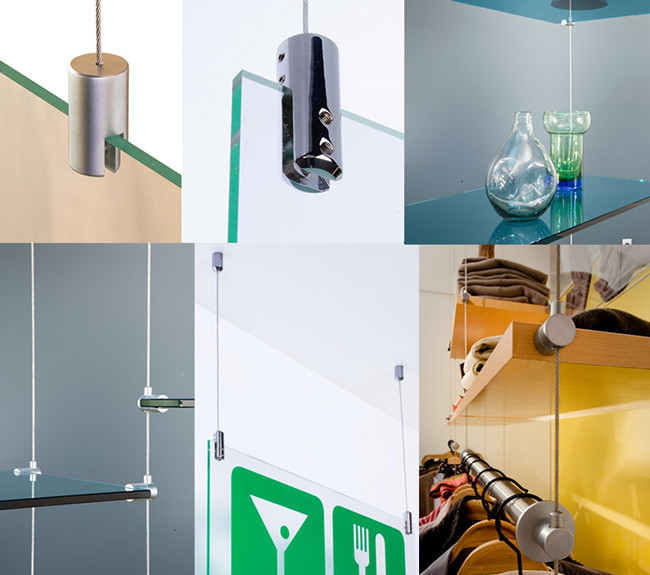 Custom Portable Double Sided Display Clamps Cable Hanging Kit For Panel